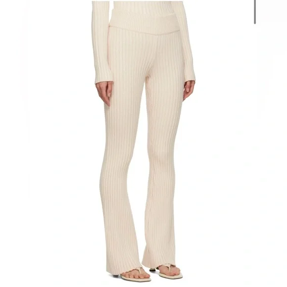 NWT GUIZIO- Thalia Rib Lounge Pants in Color Ivory. Size L - Picture 2 of 9